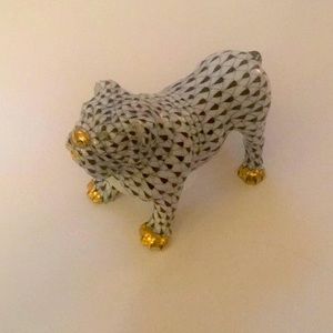 Herend Black Fishnet Bulldog Figurine